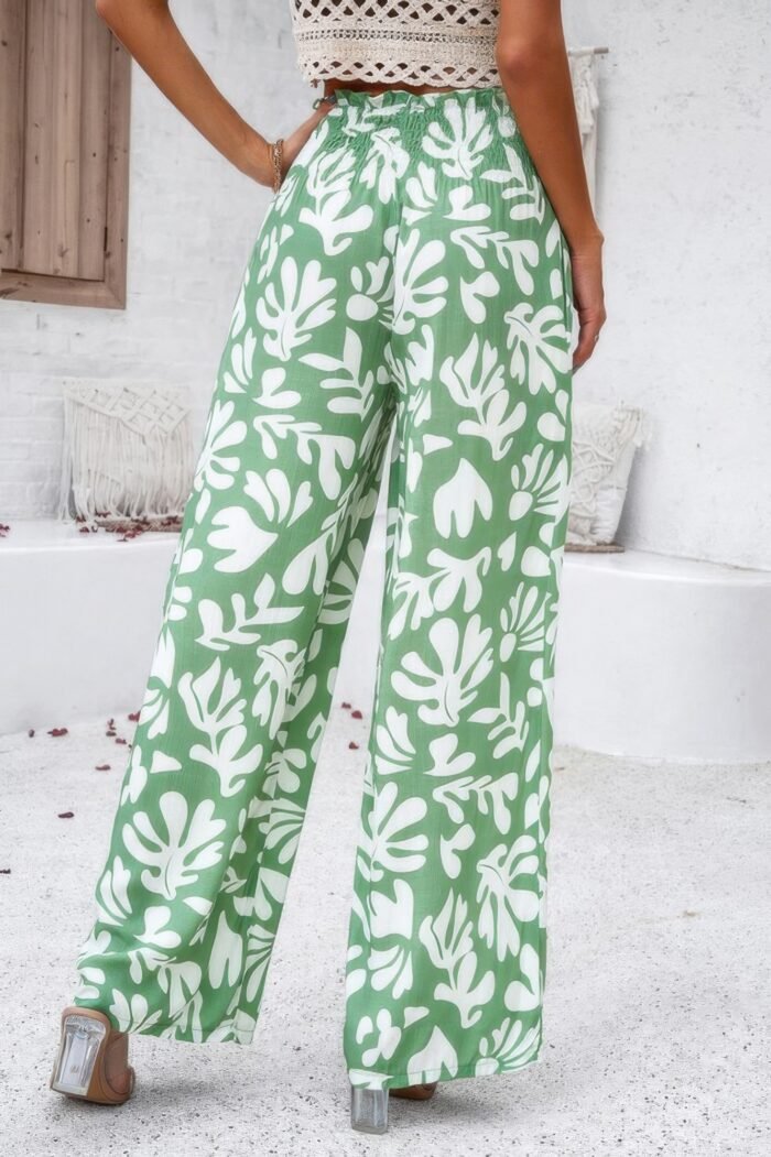 Allover print folded frill wide leg high waist pant - image 13