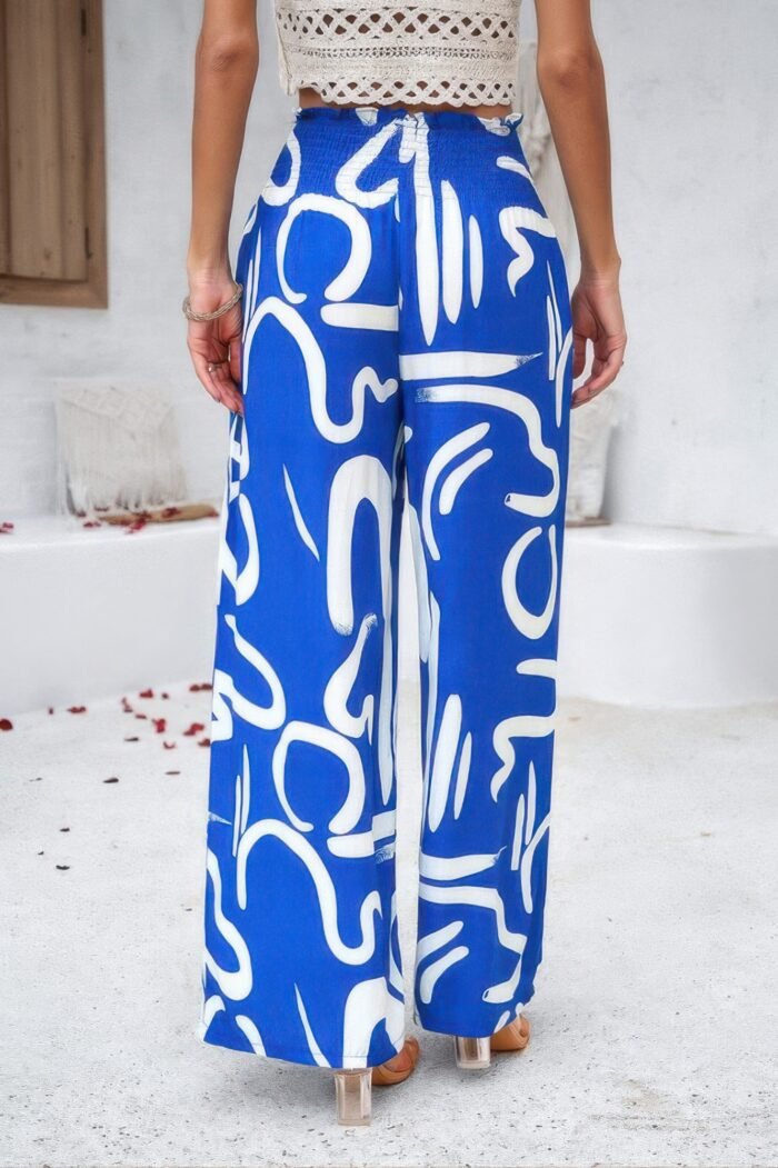 Allover print folded frill wide leg high waist pant - image 19