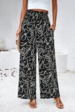 Allover Print Folded Frill Wide Leg High Waist Pant - Image 20