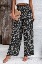 Allover Print Folded Frill Wide Leg High Waist Pant - Image 21