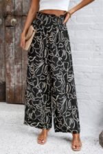 Allover Print Folded Frill Wide Leg High Waist Pant - Image 22