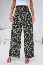 Allover Print Folded Frill Wide Leg High Waist Pant - Image 24