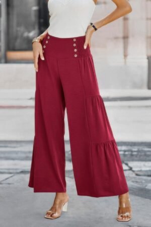 Elastic High Waist Wide Leg Long Palazzo Pants Elastic High Waist Wide Leg Long Palazzo Pants