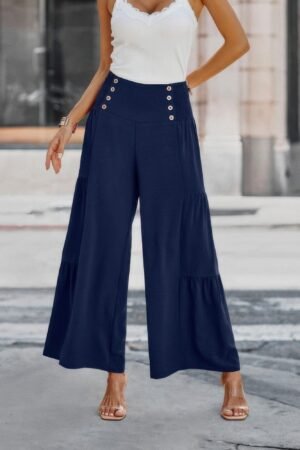 Elastic High Waist Wide Leg Long Palazzo Pants Elastic High Waist Wide Leg Long Palazzo Pants