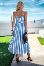 V Neck Geo Print Split Thigh Sleeveless Cami Dress - Image 5