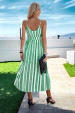 V Neck Geo Print Split Thigh Sleeveless Cami Dress - Image 7