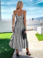 V Neck Geo Print Split Thigh Sleeveless Cami Dress - Image 17