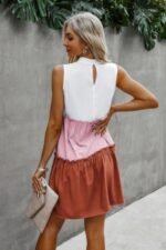 Colorblock Cut Out Back Ruffle Hem Tiered Dress - Image 4