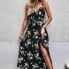 Floral Wrap Knot Side Cami Fit Dress