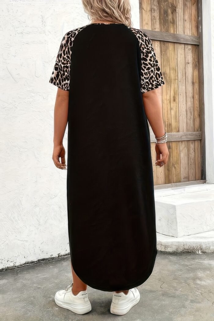 Plus size zipper leopard print loose fit dress - image 3