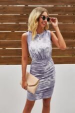 Crew Neck Tie Dye Sleeveless Dress