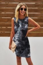 Crew Neck Tie Dye Sleeveless Dress - Image 3