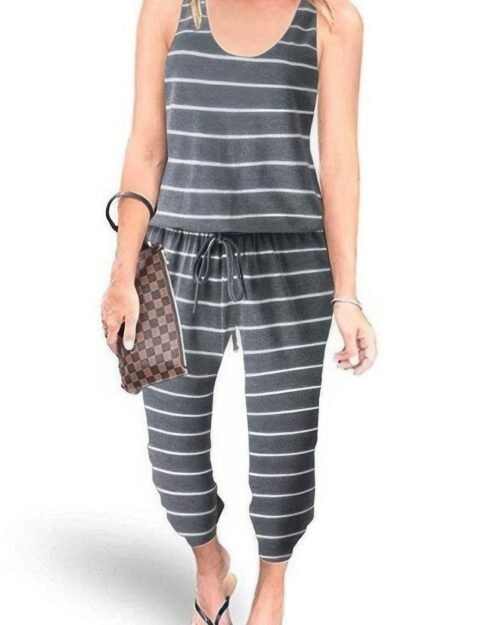 sleeveless drawstring square neck fit jumpsuit