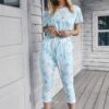 Tie Dye One Shoulder Drawstring Fit Jumpsuit