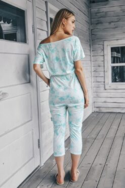 Tie Dye One Shoulder Drawstring Fit Jumpsuit