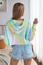Tie Dye Crop Loose Pullover Hoodie - Image 3