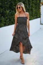 Sleeveless Halter Polka Dot Ruffle Hem Dress - Image 6