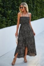 Sleeveless Halter Polka Dot Ruffle Hem Dress - Image 8