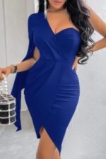 Asymmetric Hem One Shoulder Bodycon Party Dress - Image 4