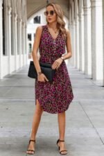 Sleeveless Leopard Print Tie Front Curved Hem Dress - Image 3