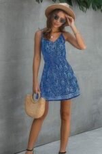 Floral Spaghetti Strap Button Down Ruffle Mini Dress - Image 3