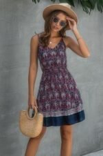 Floral Spaghetti Strap Button Down Ruffle Mini Dress - Image 5