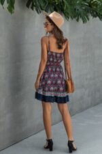 Floral Spaghetti Strap Button Down Ruffle Mini Dress - Image 6
