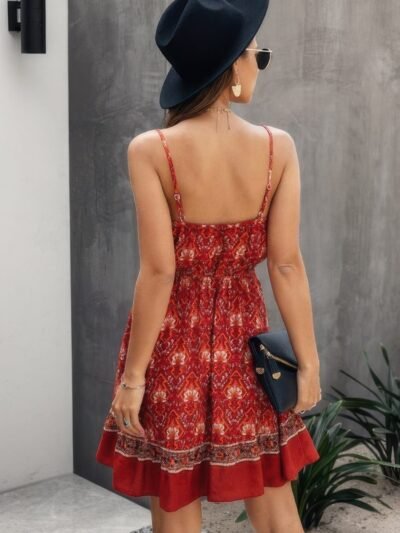 Floral Spaghetti Strap Button Down Ruffle Mini Dress Floral Spaghetti Strap Button Down Ruffle Mini Dress