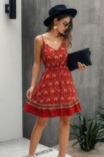 Floral Spaghetti Strap Button Down Ruffle Mini Dress - Image 9