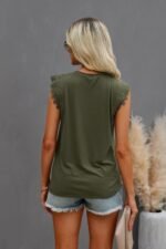 Round Neck Hollow Shoulder Solid Fit Top - Image 2