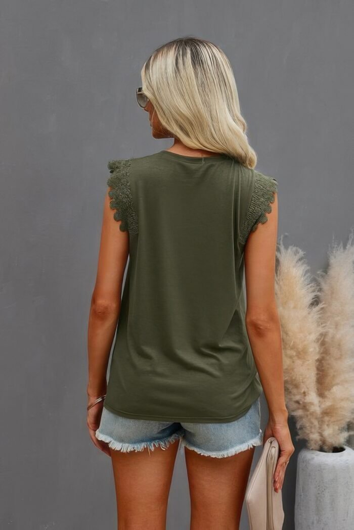 Round neck hollow shoulder solid fit top - image 2