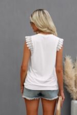Round Neck Hollow Shoulder Solid Fit Top - Image 6