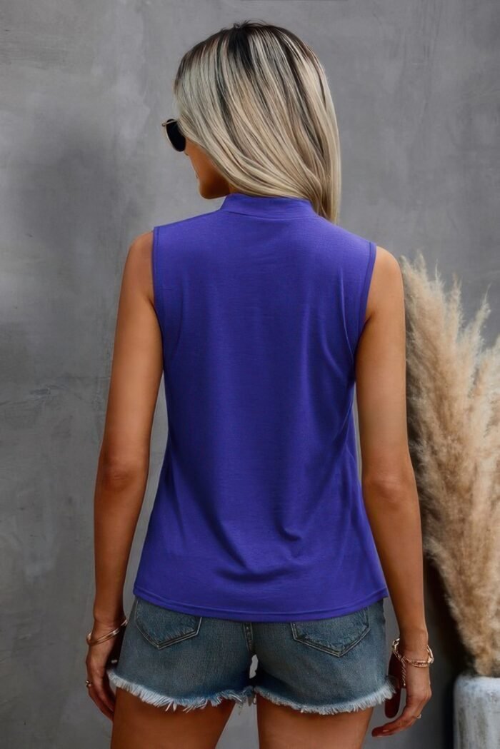 Solid cold cut out shoulder sleeveless top - image 4