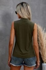 Solid Cold Cut Out Shoulder Sleeveless Top