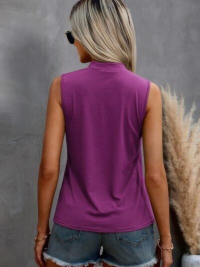 Solid Cold Cut Out Shoulder Sleeveless Top Solid Cold Cut Out Shoulder Sleeveless Top
