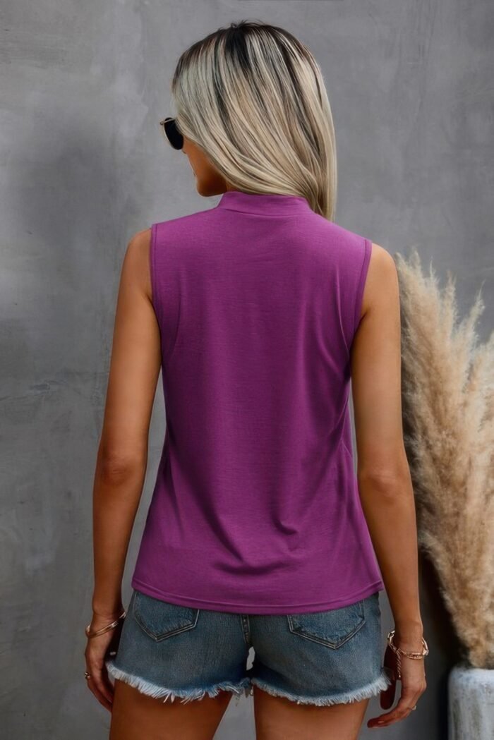 Solid cold cut out shoulder sleeveless top - image 8