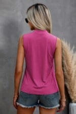 Solid Cold Cut Out Shoulder Sleeveless Top