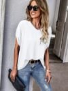 V Neck Formal Batwing Half Sleeve Loose Shirt