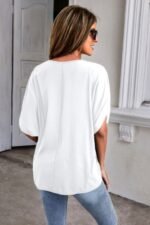 V Neck Formal Batwing Half Sleeve Loose Shirt - Image 5