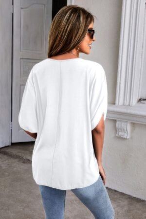 V Neck Formal Batwing Half Sleeve Loose Shirt V Neck Formal Batwing Half Sleeve Loose Shirt