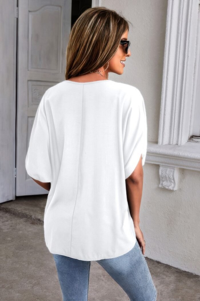 V neck formal batwing half sleeve loose shirt - image 5
