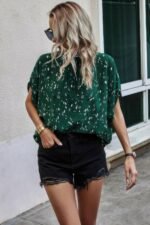 Leopard Print Open Back Knot Drop Shoulder Top - Image 3