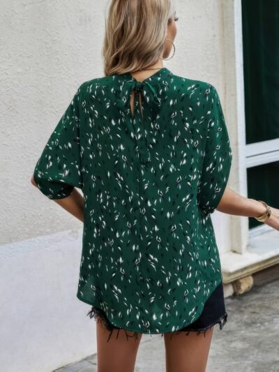 Leopard Print Open Back Knot Drop Shoulder Top Leopard Print Open Back Knot Drop Shoulder Top