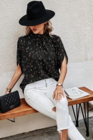 Leopard Print Open Back Knot Drop Shoulder Top Leopard Print Open Back Knot Drop Shoulder Top
