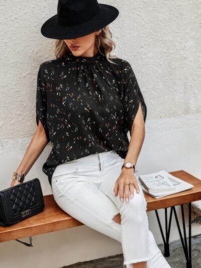 Leopard Print Open Back Knot Drop Shoulder Top Leopard Print Open Back Knot Drop Shoulder Top