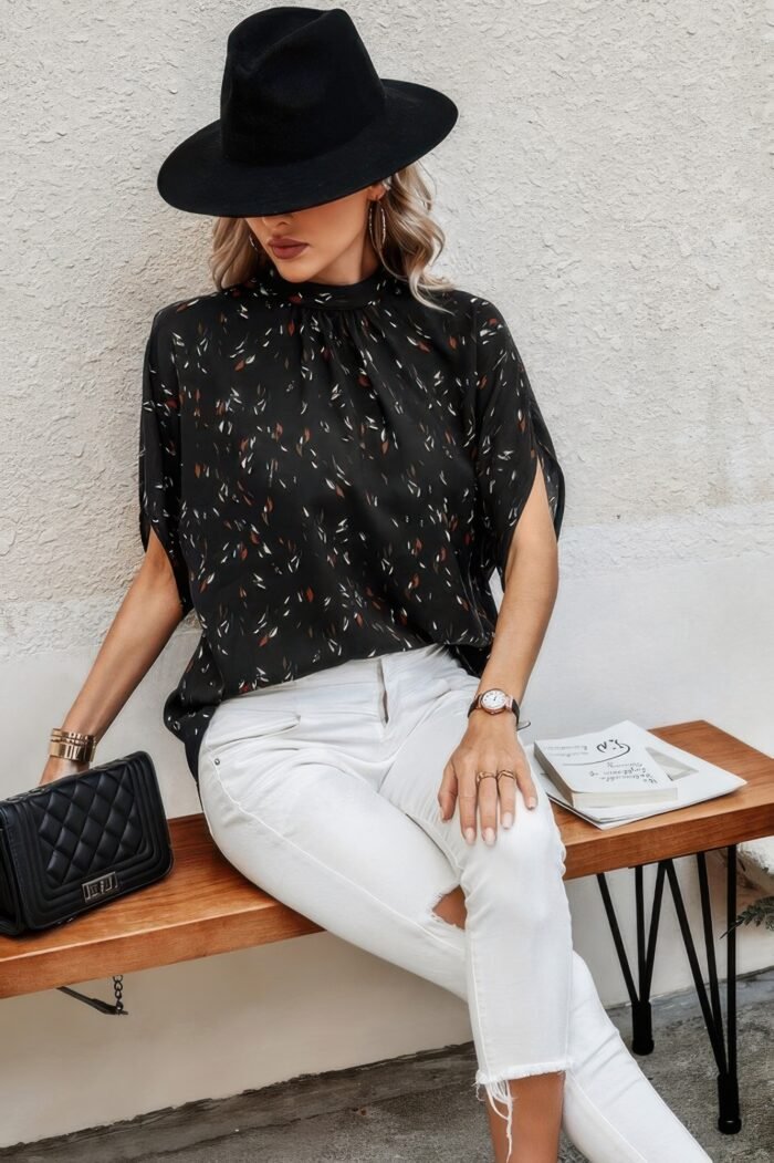 Leopard Print Open Back Knot Drop Shoulder Top - Image 8
