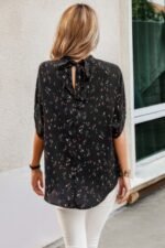 Leopard Print Open Back Knot Drop Shoulder Top - Image 9
