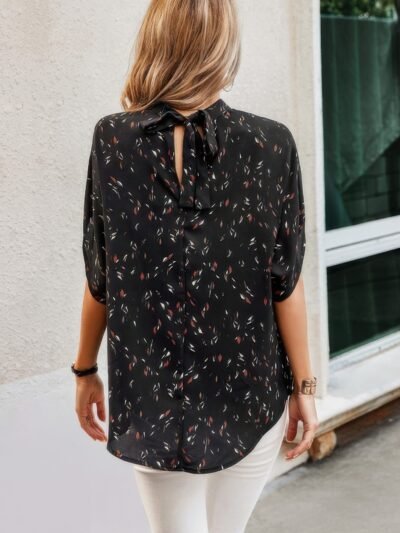 Leopard Print Open Back Knot Drop Shoulder Top Leopard Print Open Back Knot Drop Shoulder Top