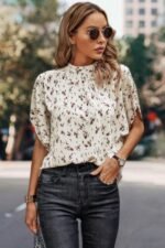 Leopard Print Open Back Knot Drop Shoulder Top - Image 12