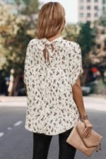 Leopard Print Open Back Knot Drop Shoulder Top - Image 14